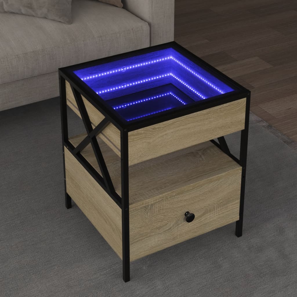 Table basse avec LED Infinity chêne sonoma 40x40x51 cm - Tables basses