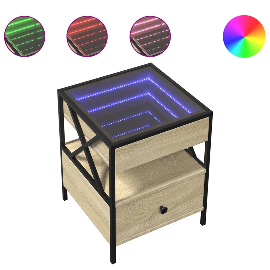 Table basse avec LED Infinity chêne sonoma 40x40x51 cm - Tables basses