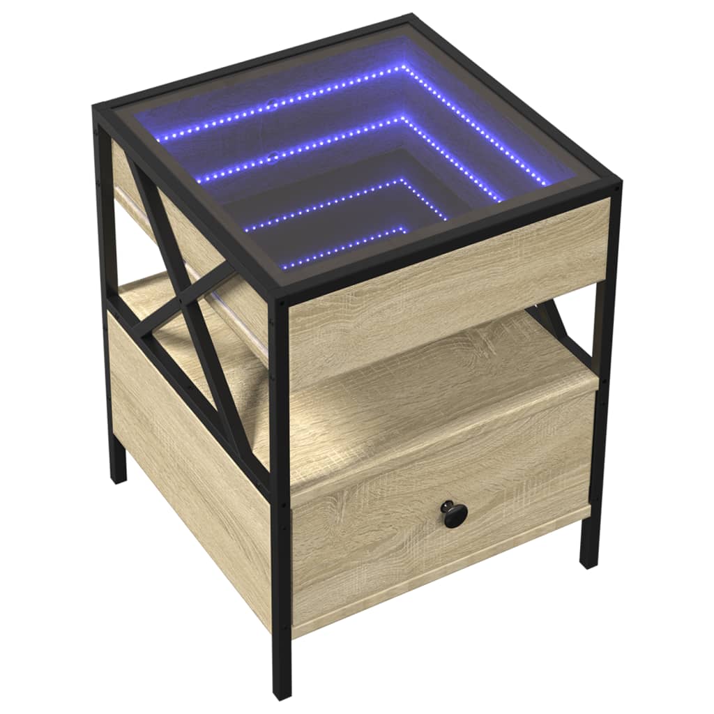 Table basse avec LED Infinity chêne sonoma 40x40x51 cm - Tables basses