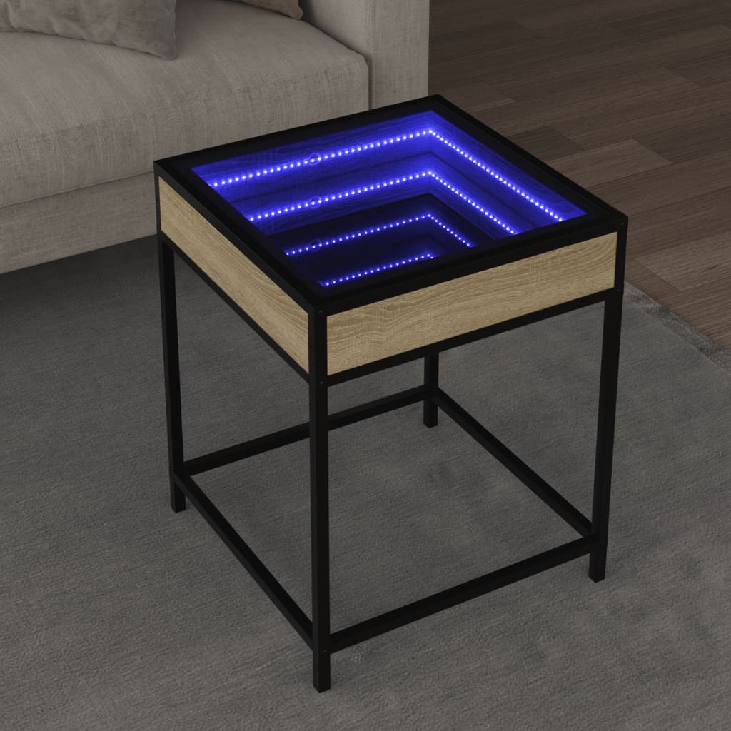 Table basse avec LED Infinity chêne sonoma 40x40x51 cm - Tables basses