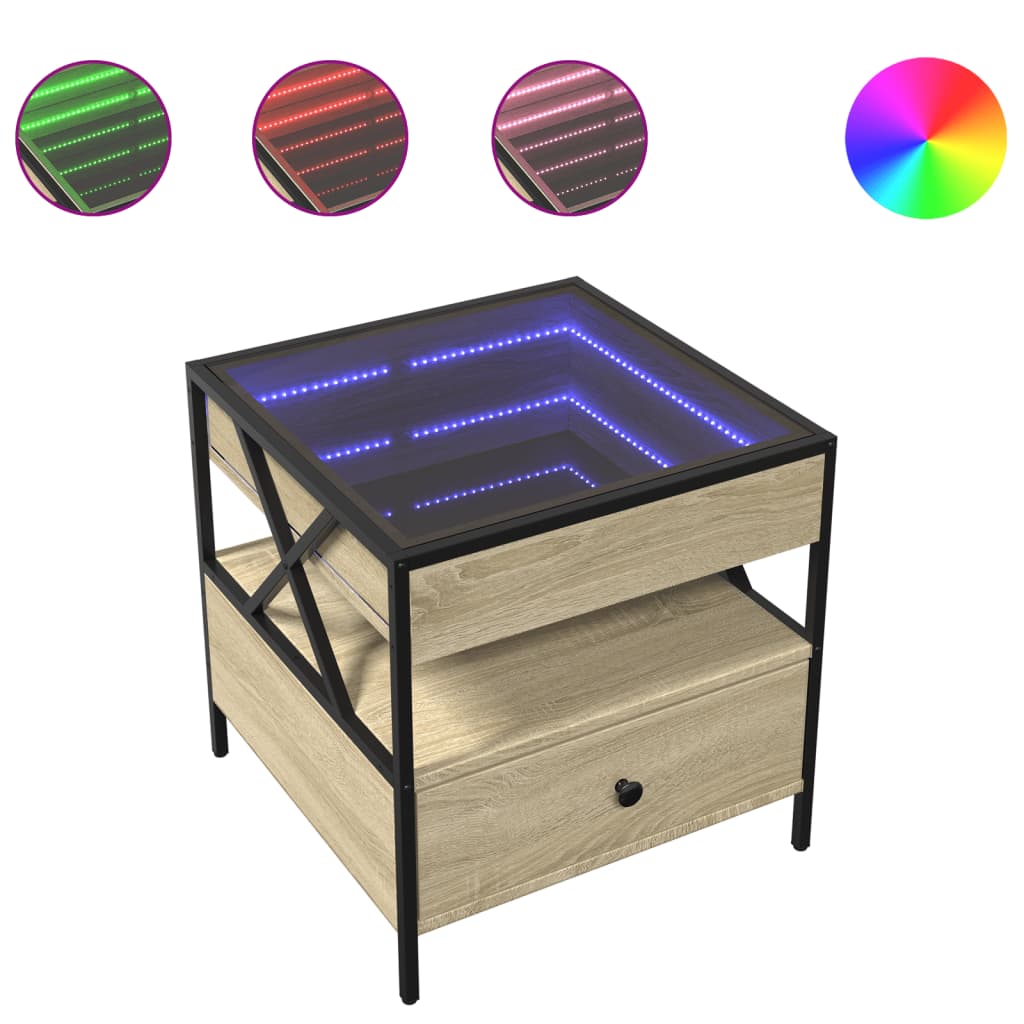 Table basse avec LED Infinity chêne sonoma 50x50x51 cm - Tables basses