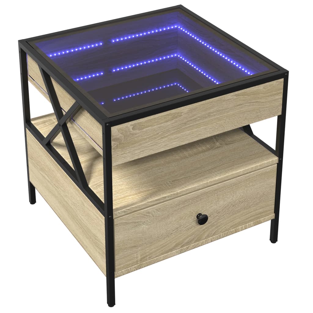 Table basse avec LED Infinity chêne sonoma 50x50x51 cm - Tables basses