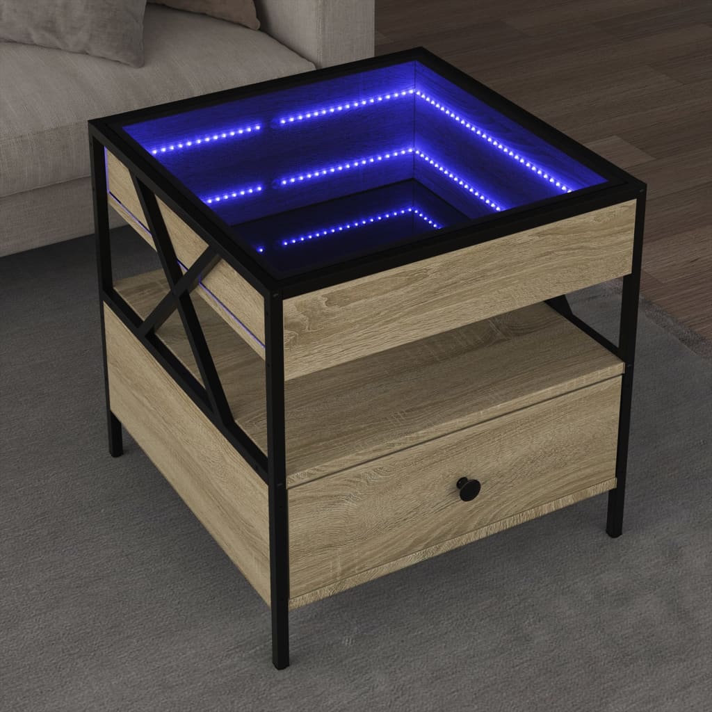 Table basse avec LED Infinity chêne sonoma 50x50x51 cm - Tables basses