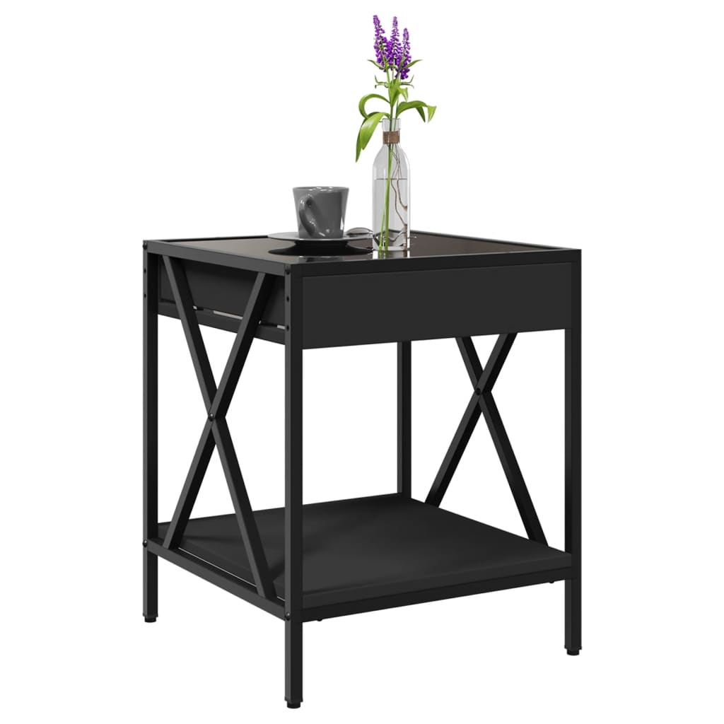 Table basse avec LED Infinity noir 40x40x49 cm - Tables basses