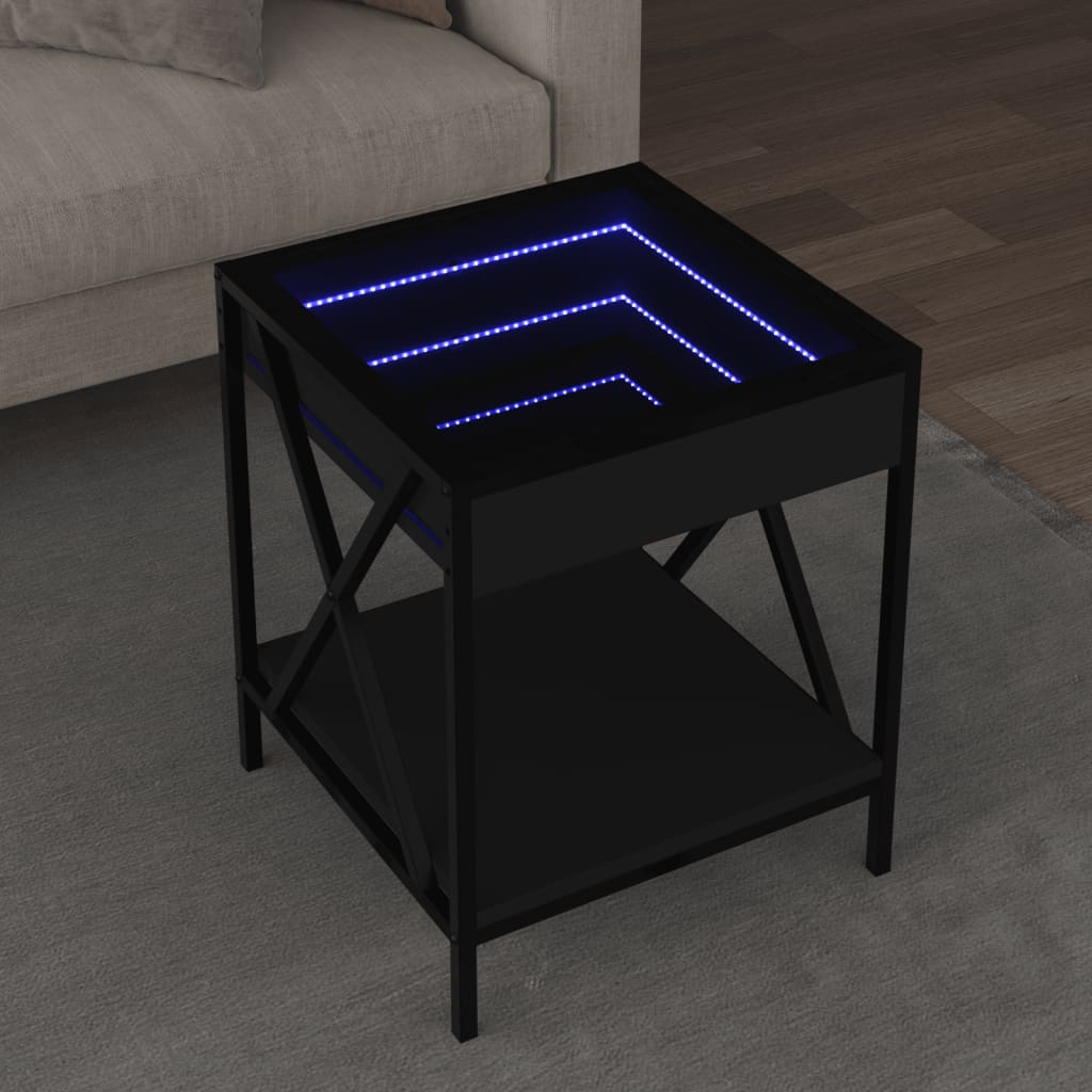 Table basse avec LED Infinity noir 40x40x49 cm - Tables basses