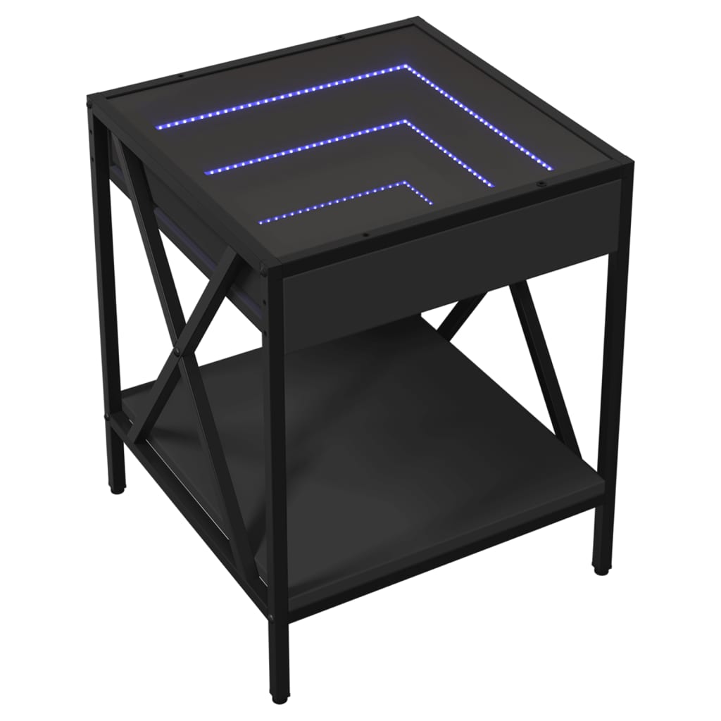 Table basse avec LED Infinity noir 40x40x49 cm - Tables basses