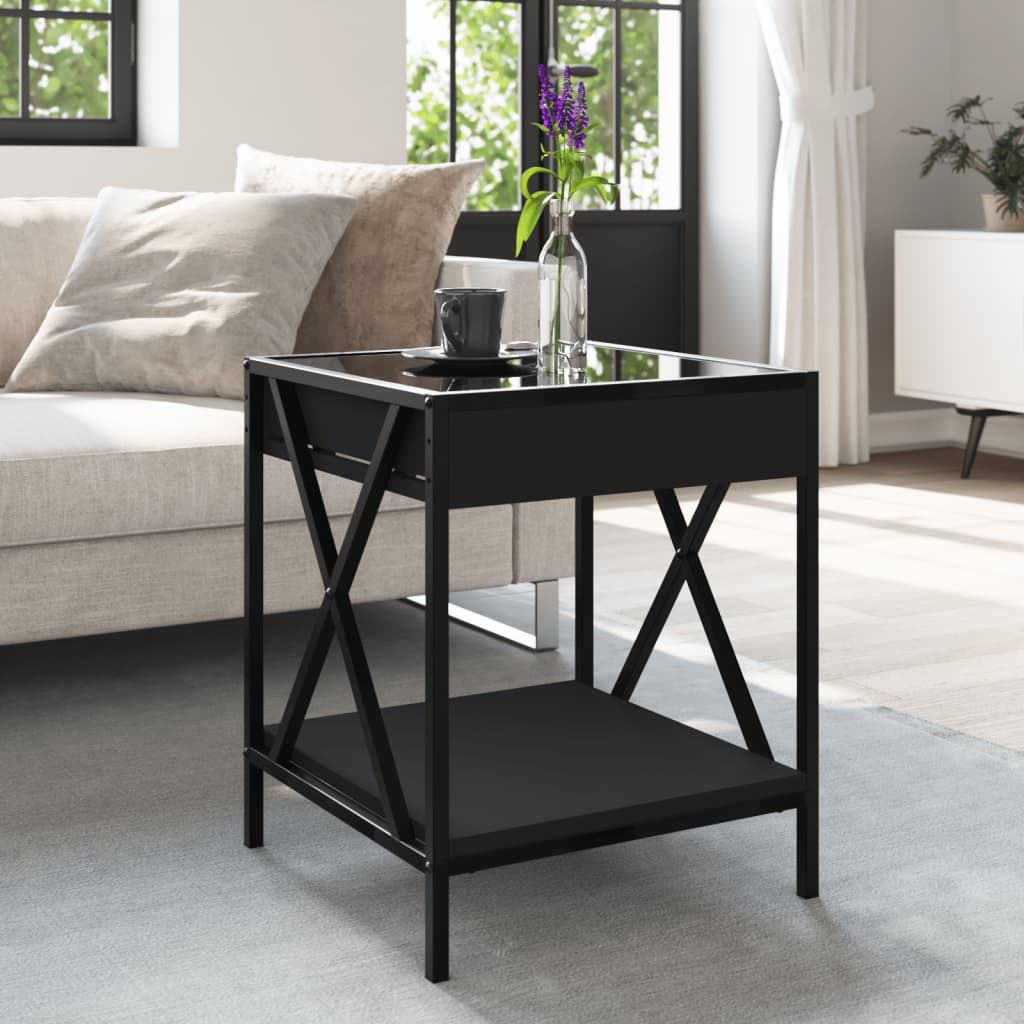 Table basse avec LED Infinity noir 40x40x49 cm - Tables basses