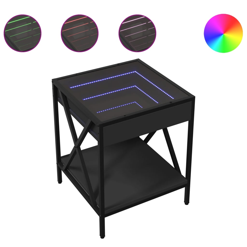 Table basse avec LED Infinity noir 40x40x49 cm - Tables basses