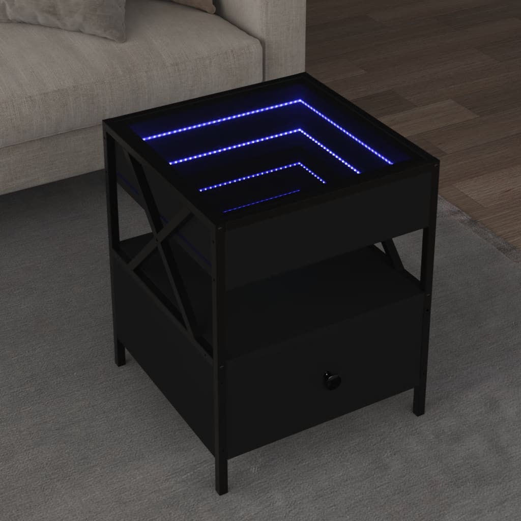 Table basse avec LED Infinity noir 40x40x51 cm - Tables basses