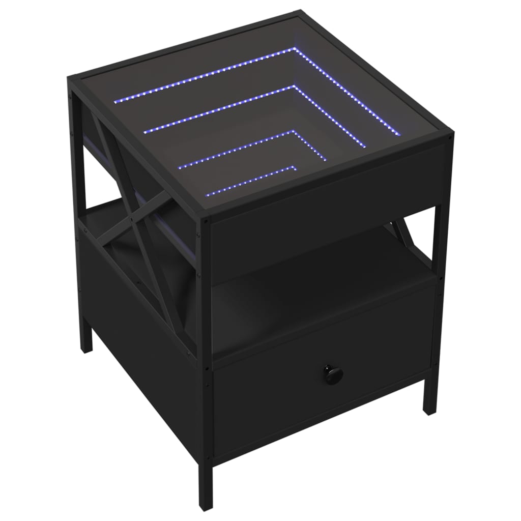 Table basse avec LED Infinity noir 40x40x51 cm - Tables basses