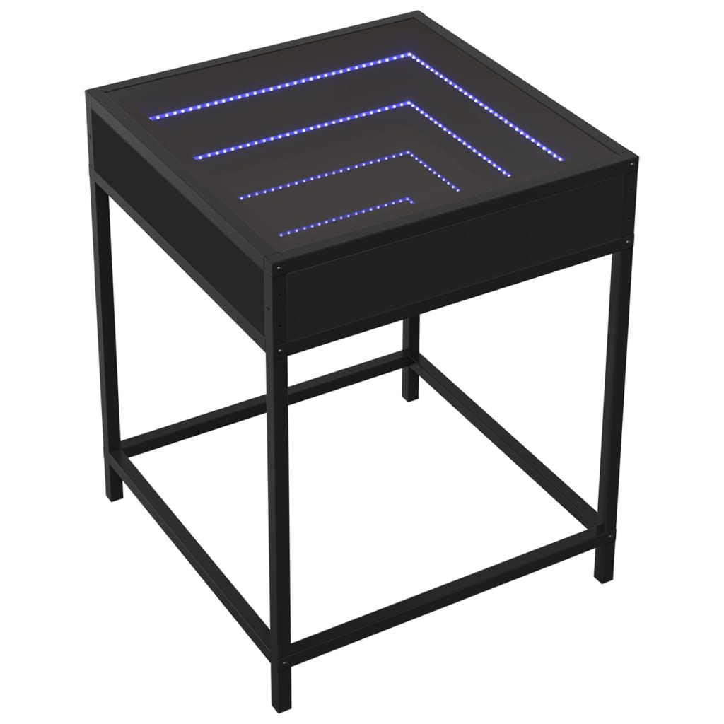 Table basse avec LED Infinity noir 40x40x51 cm - Tables basses