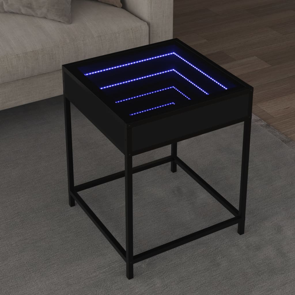 Table basse avec LED Infinity noir 40x40x51 cm - Tables basses