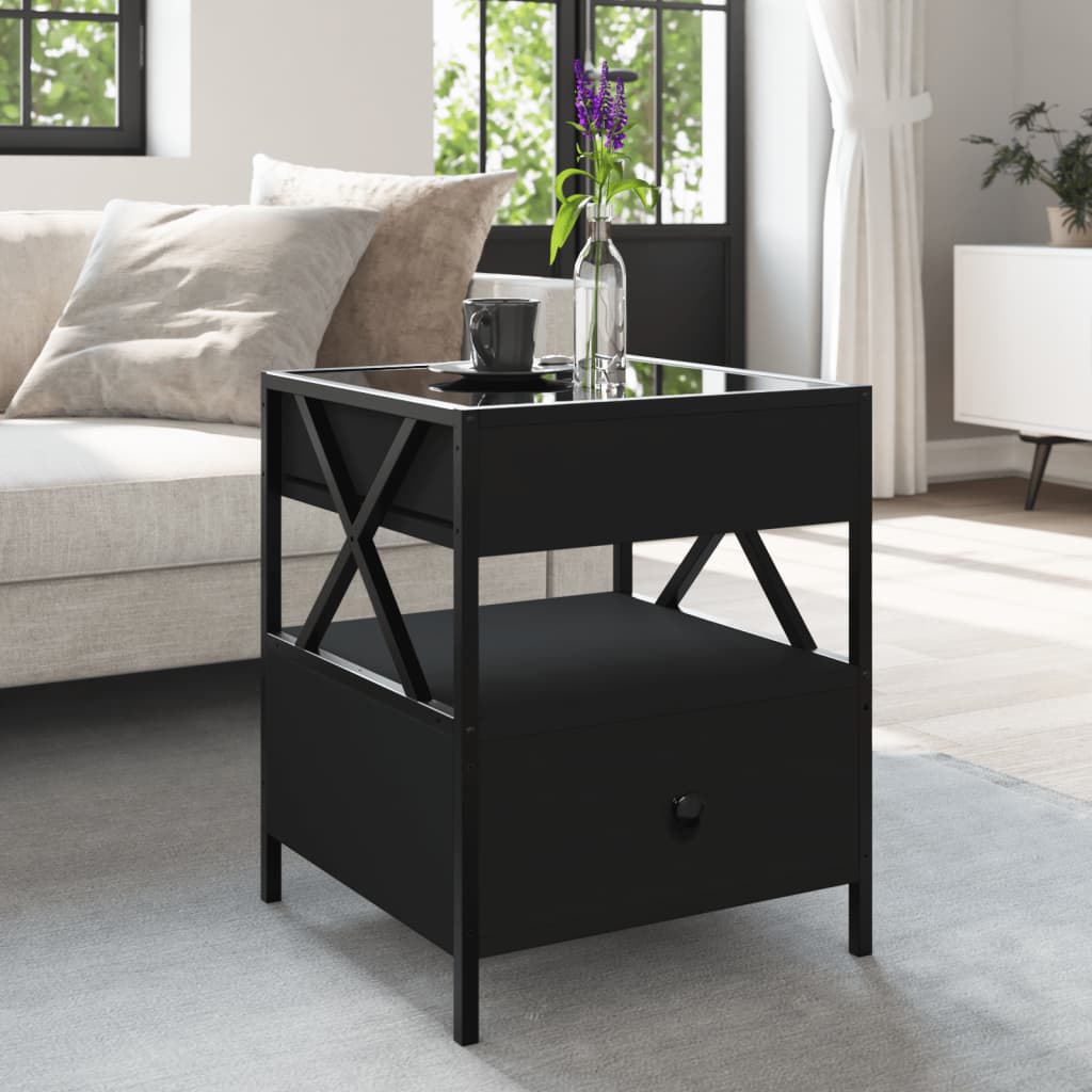 Table basse avec LED Infinity noir 40x40x51 cm - Tables basses