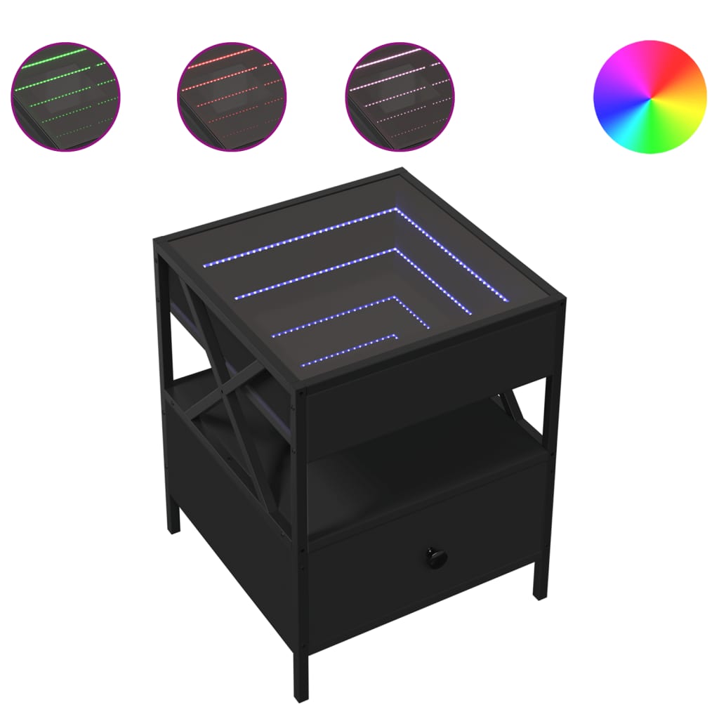 Table basse avec LED Infinity noir 40x40x51 cm - Tables basses