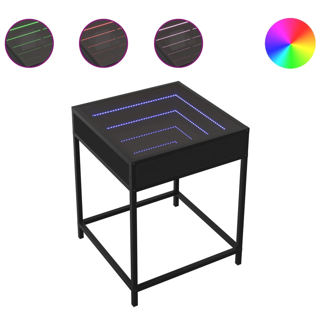 Table basse avec LED Infinity noir 40x40x51 cm - Tables basses