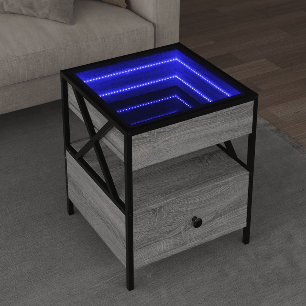 Table basse avec LED Infinity sonoma gris 40x40x51 cm - Tables basses
