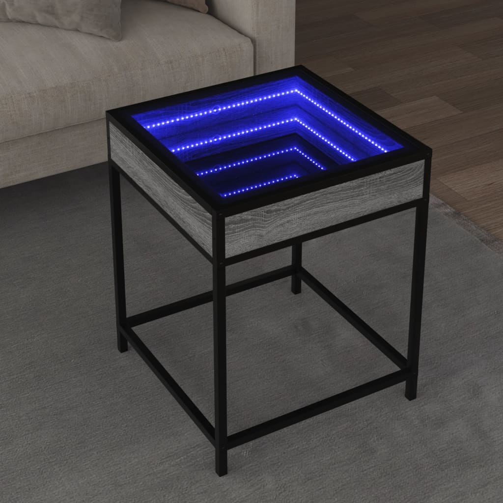 Table basse avec LED Infinity sonoma gris 40x40x51 cm - Tables basses