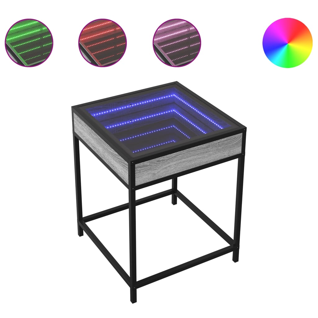 Table basse avec LED Infinity sonoma gris 40x40x51 cm - Tables basses
