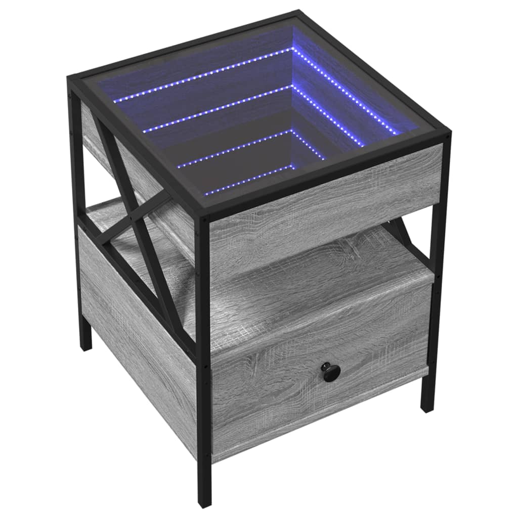 Table basse avec LED Infinity sonoma gris 40x40x51 cm - Tables basses