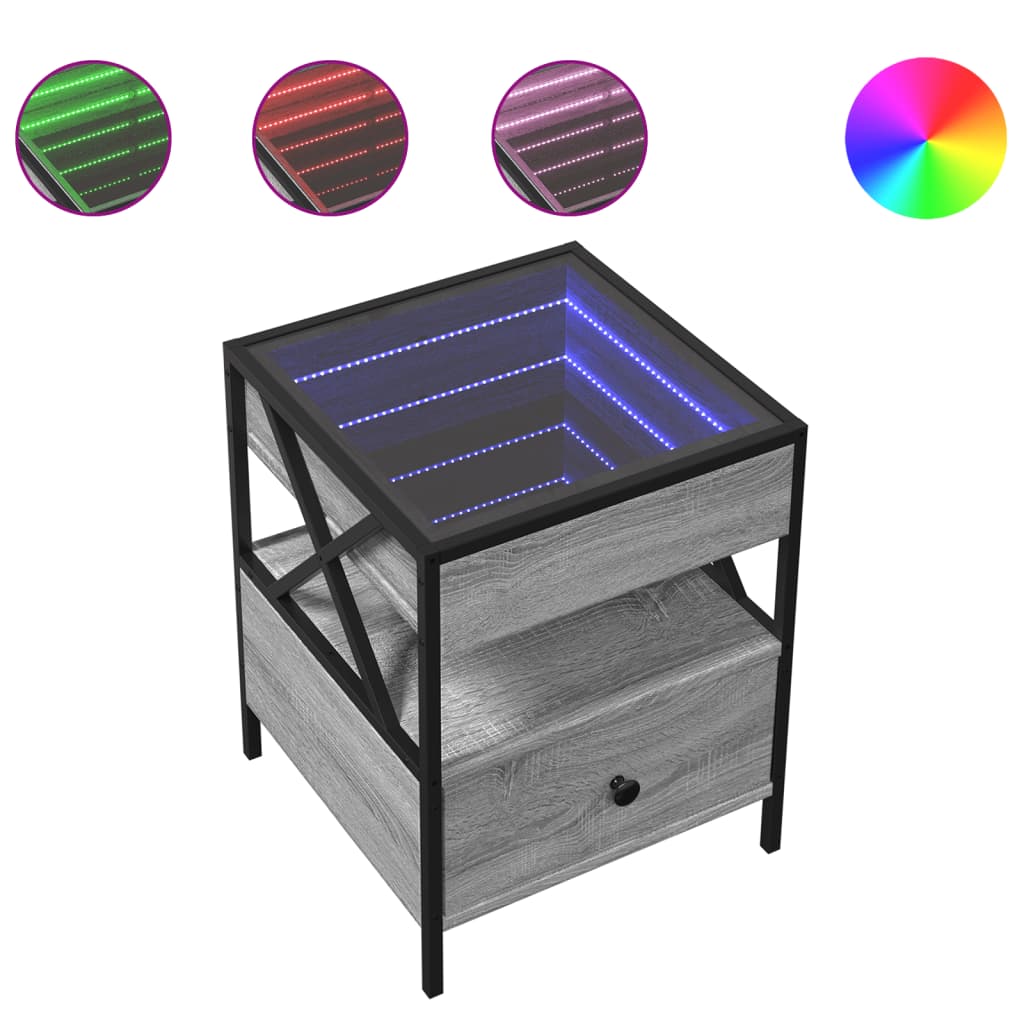 Table basse avec LED Infinity sonoma gris 40x40x51 cm - Tables basses