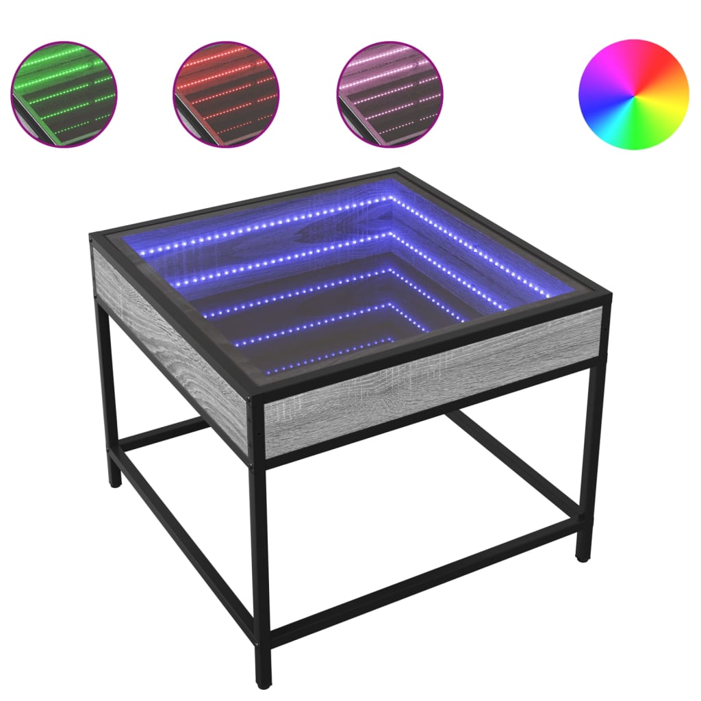 Table basse avec LED Infinity sonoma gris 50x50x41 cm - Tables basses