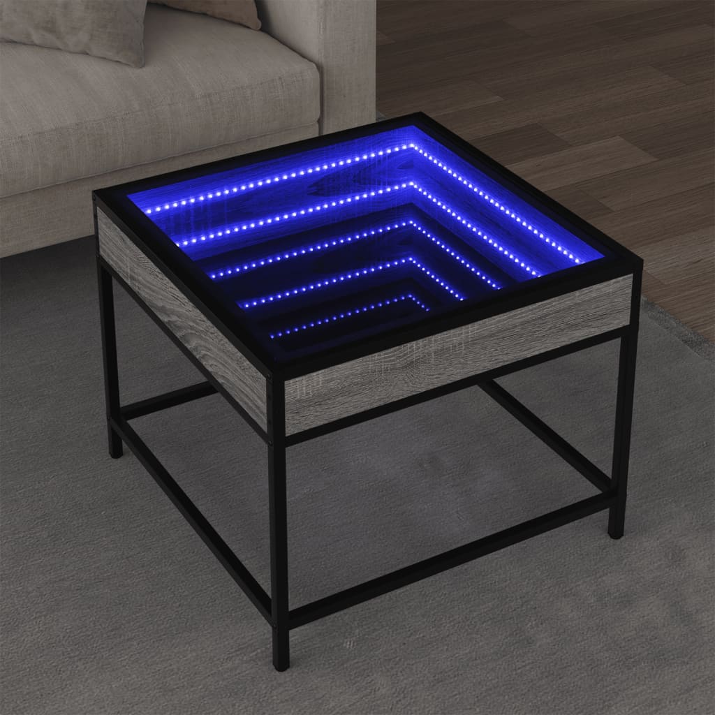 Table basse avec LED Infinity sonoma gris 50x50x41 cm - Tables basses