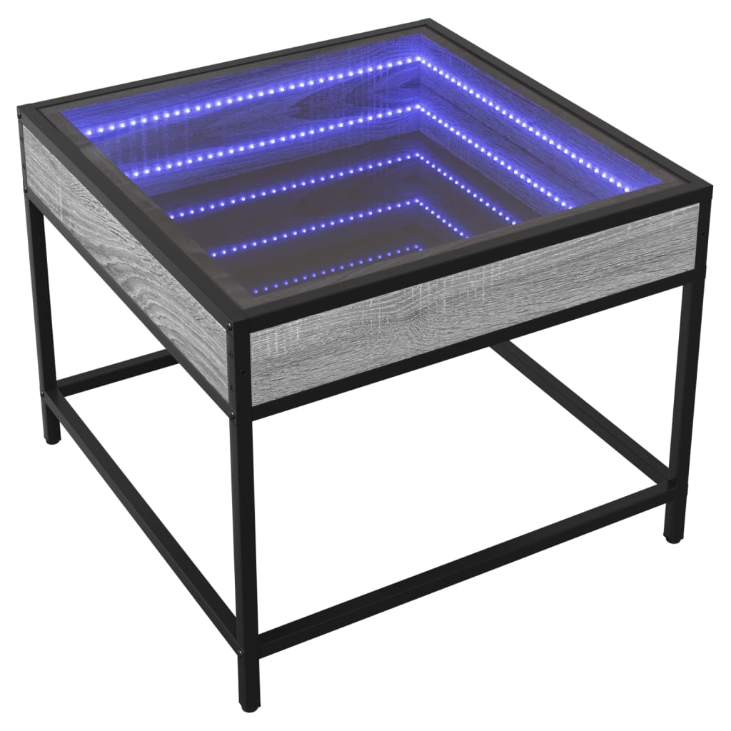 Table basse avec LED Infinity sonoma gris 50x50x41 cm - Tables basses