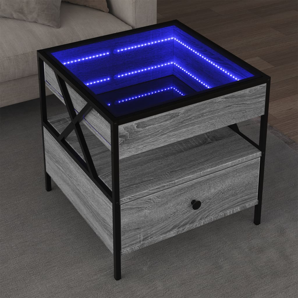 Table basse avec LED Infinity sonoma gris 50x50x51 cm - Tables basses