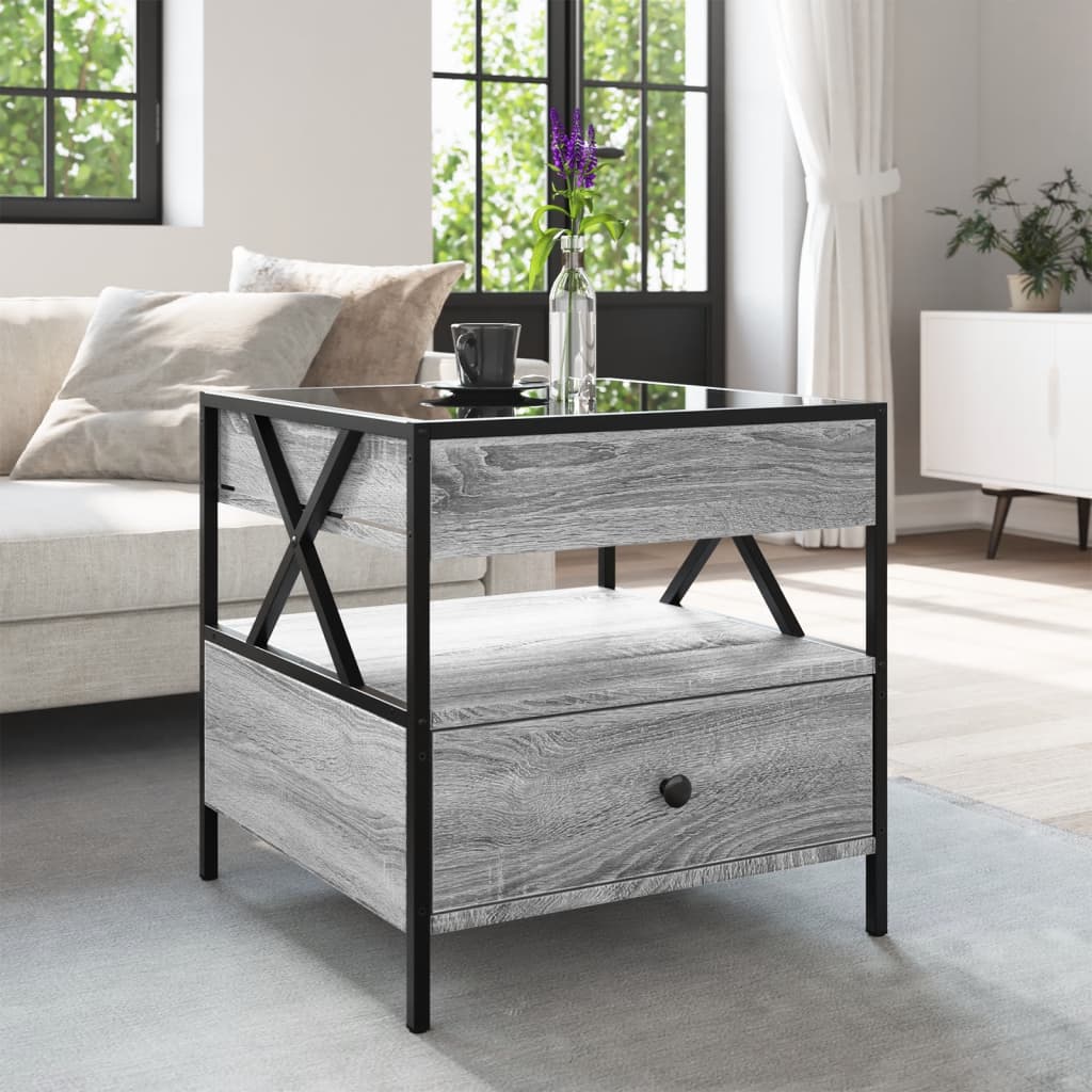 Table basse avec LED Infinity sonoma gris 50x50x51 cm - Tables basses