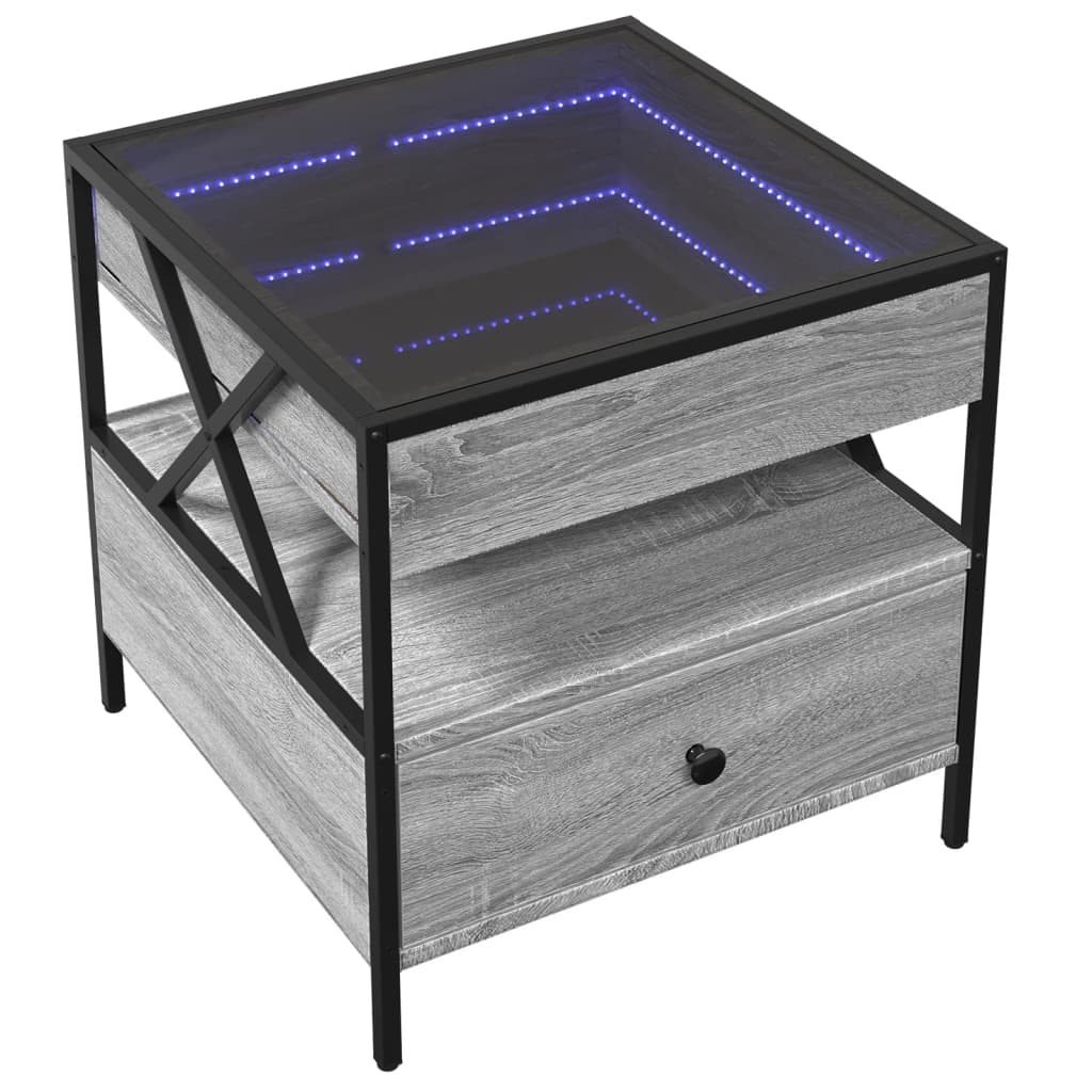 Table basse avec LED Infinity sonoma gris 50x50x51 cm - Tables basses