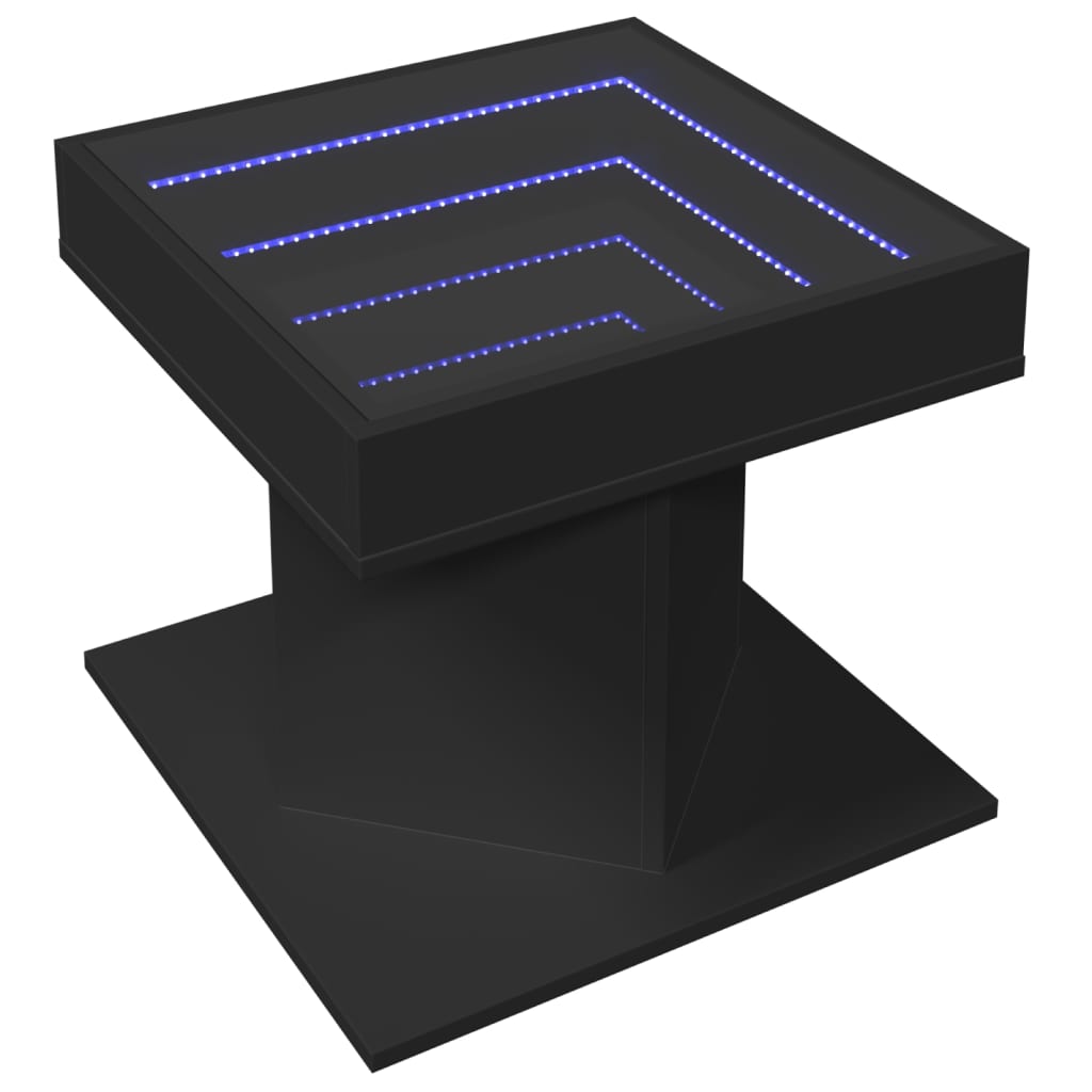 Table basse avec LED noir 50x50x45 cm bois d’ingénierie - Tables basses