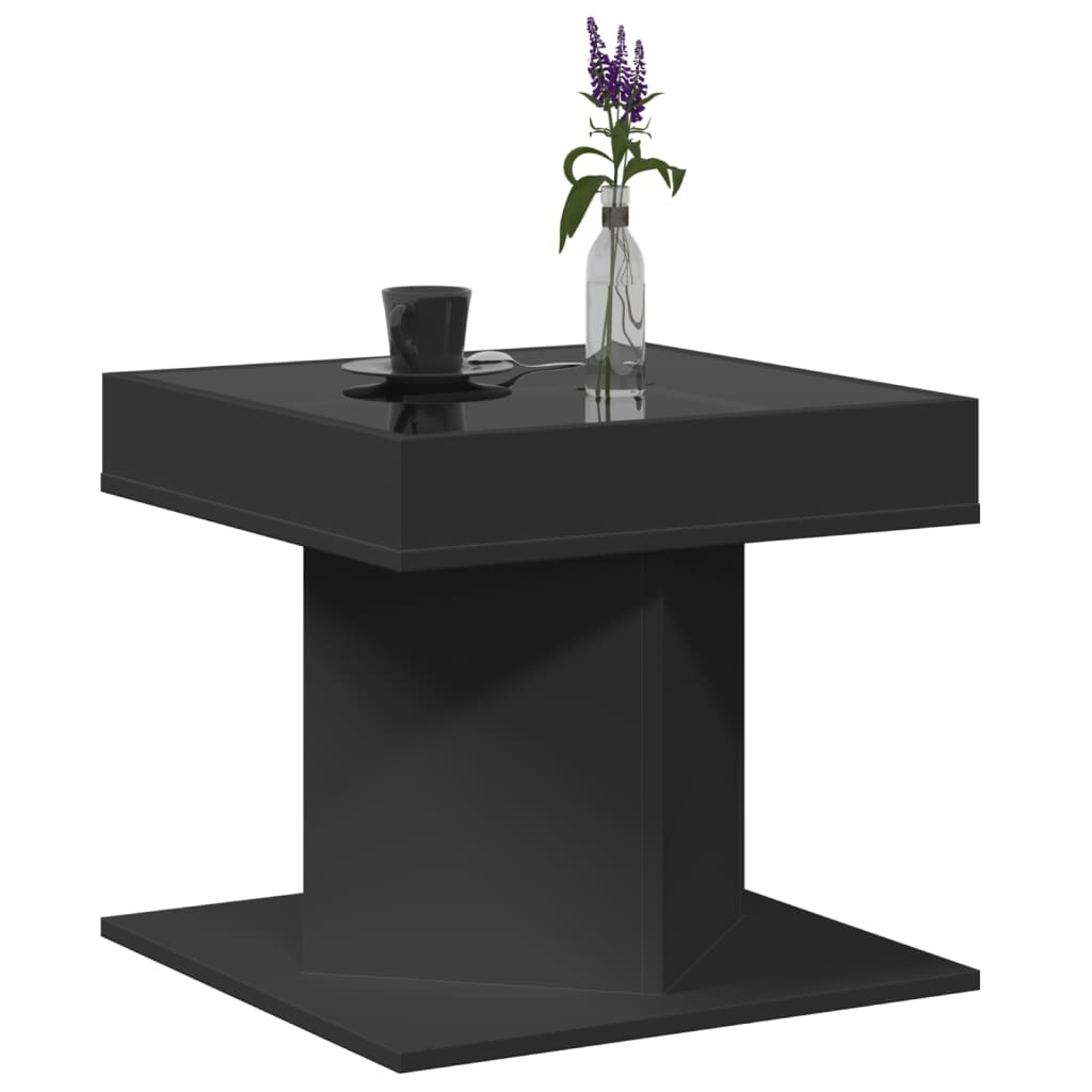 Table basse avec LED noir 50x50x45 cm bois d’ingénierie - Tables basses