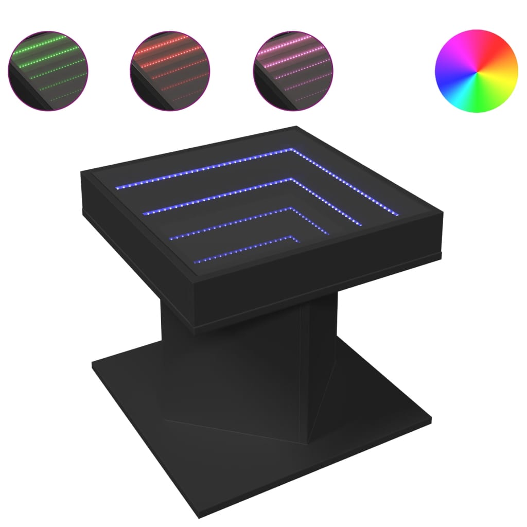 Table basse avec LED noir 50x50x45 cm bois d’ingénierie - Tables basses