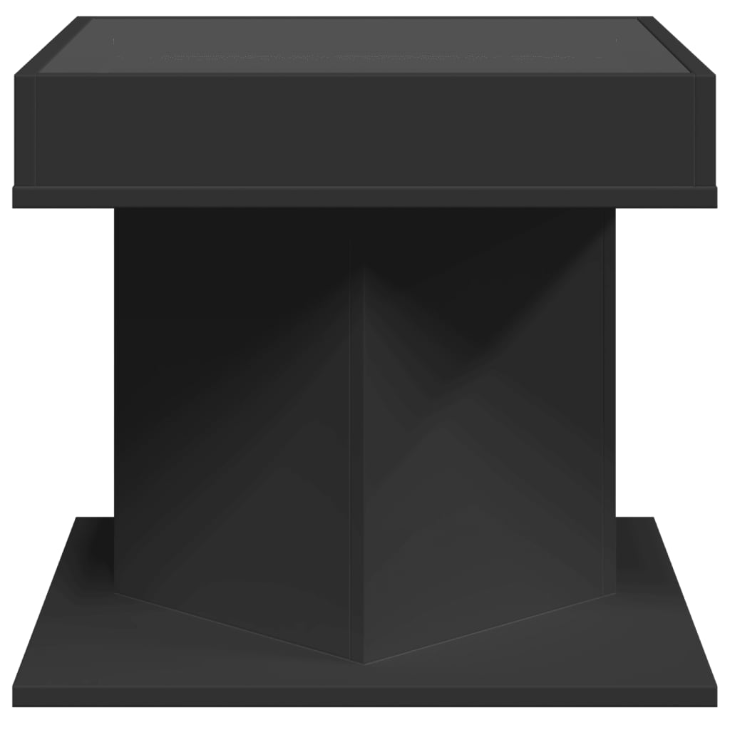 Table basse avec LED noir 50x50x45 cm bois d’ingénierie - Tables basses