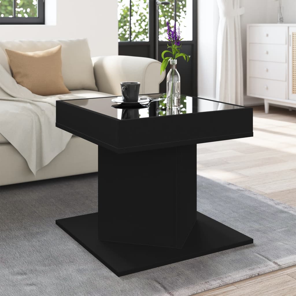 Table basse avec LED noir 50x50x45 cm bois d’ingénierie - Tables basses