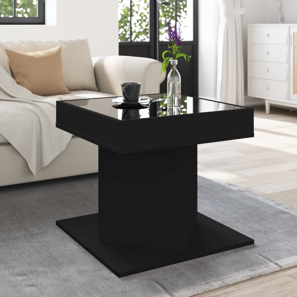 Table basse avec LED noir 50x50x45 cm bois d’ingénierie - Tables basses