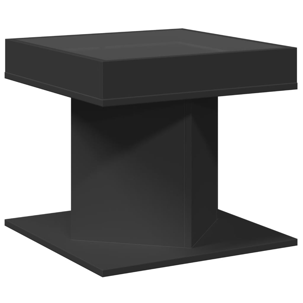 Table basse avec LED noir 50x50x45 cm bois d’ingénierie - Tables basses