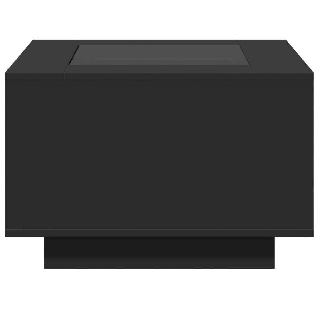 Table basse avec LED noir 60x60x40 cm bois d’ingénierie - Tables basses