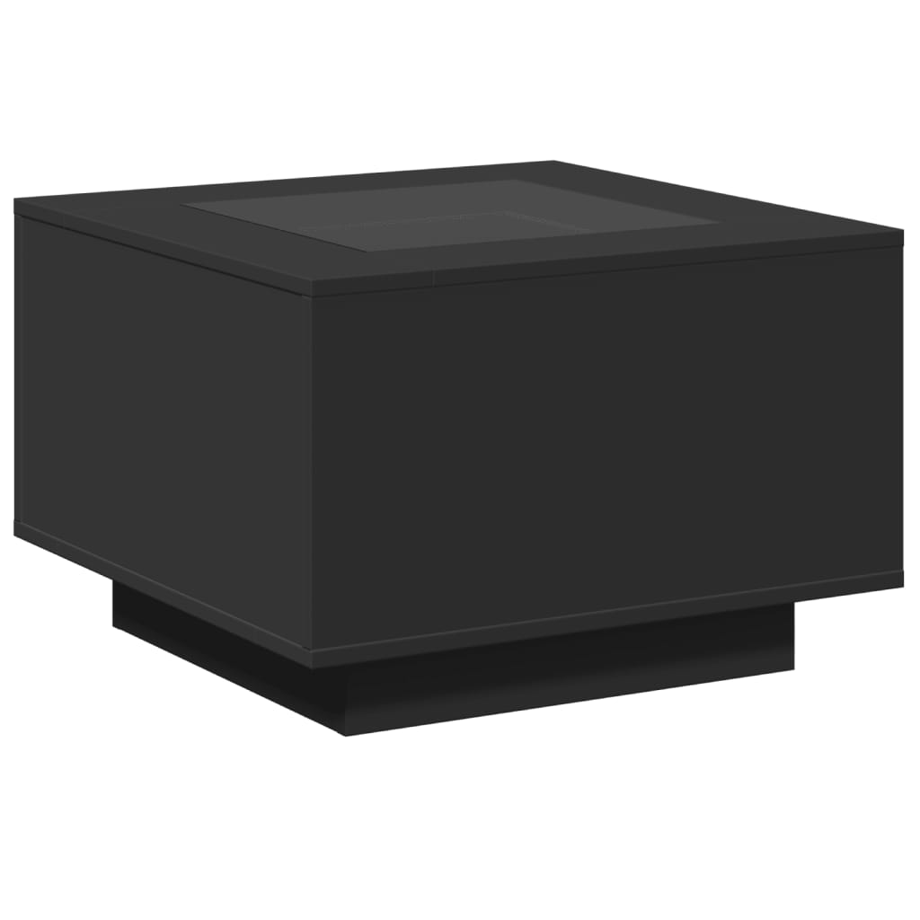 Table basse avec LED noir 60x60x40 cm bois d’ingénierie - Tables basses