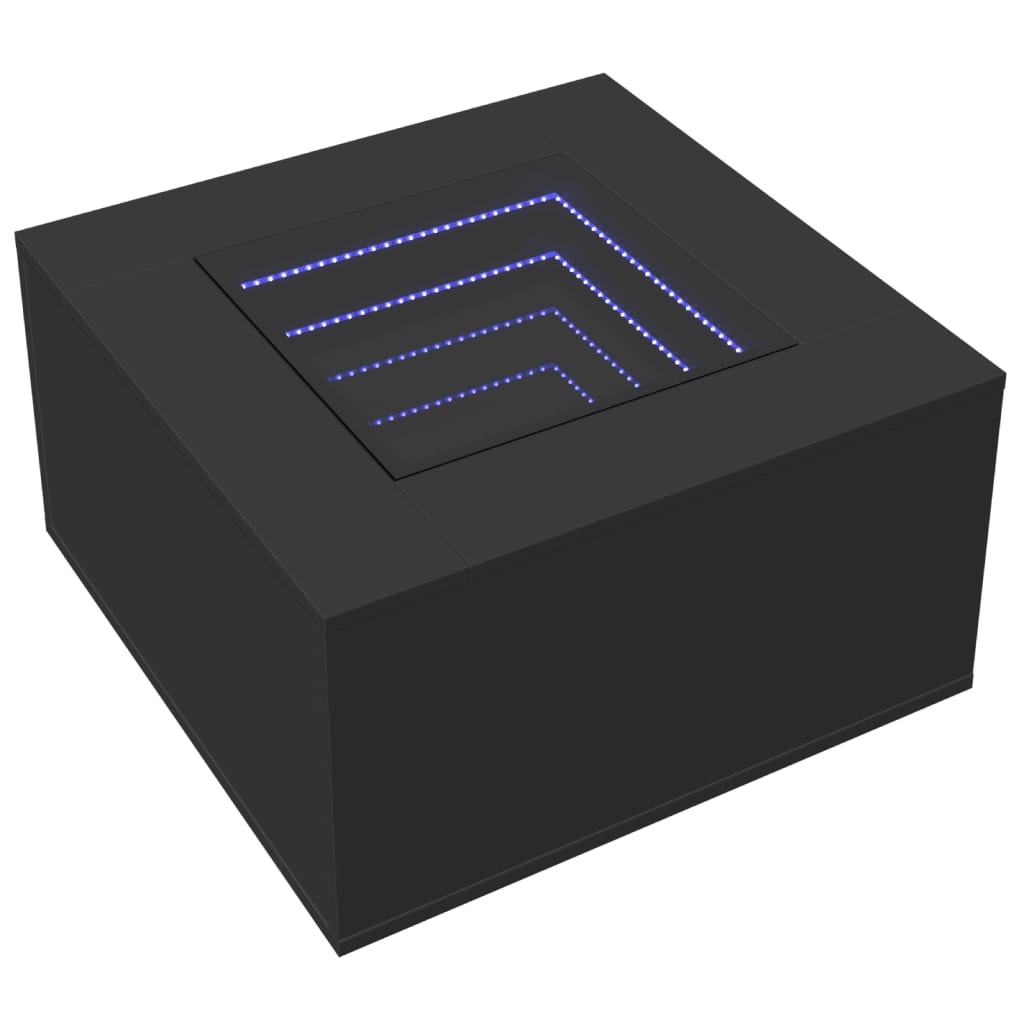 Table basse avec LED noir 60x60x40 cm bois d’ingénierie - Tables basses