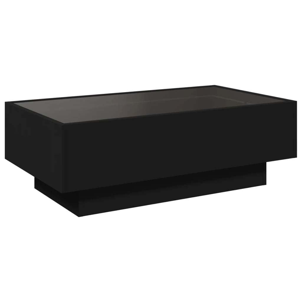 Table basse avec LED noir 90x50x30 cm bois d’ingénierie - Tables basses
