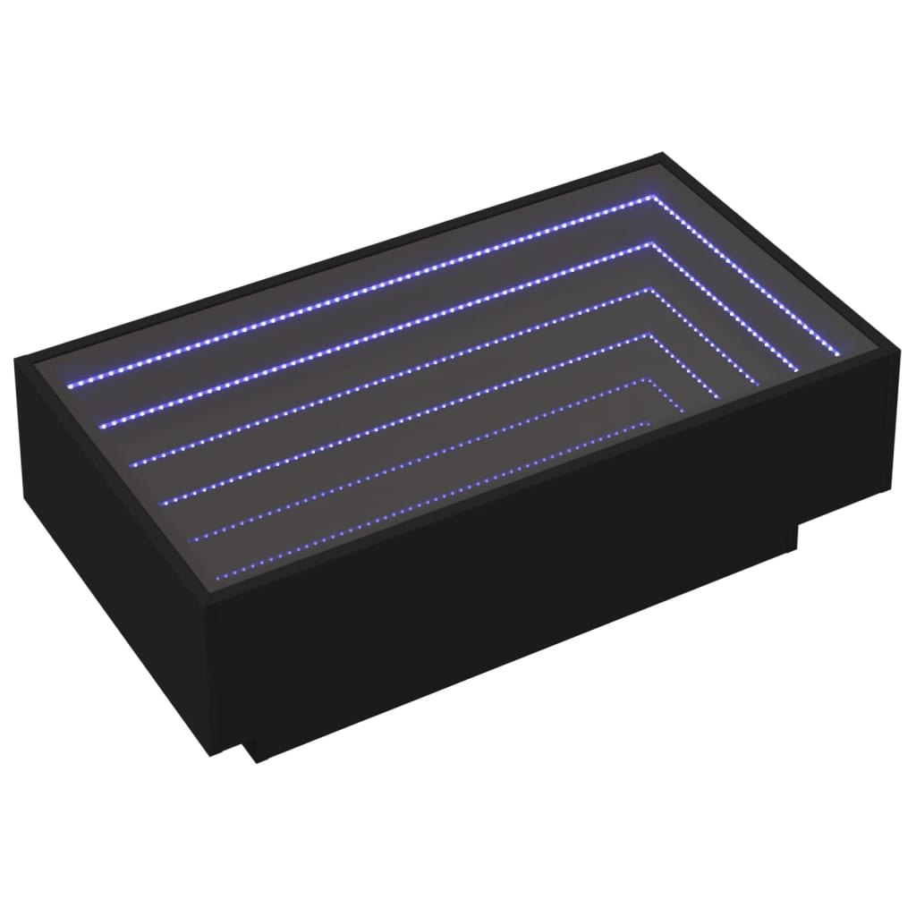 Table basse avec LED noir 90x50x30 cm bois d’ingénierie - Tables basses