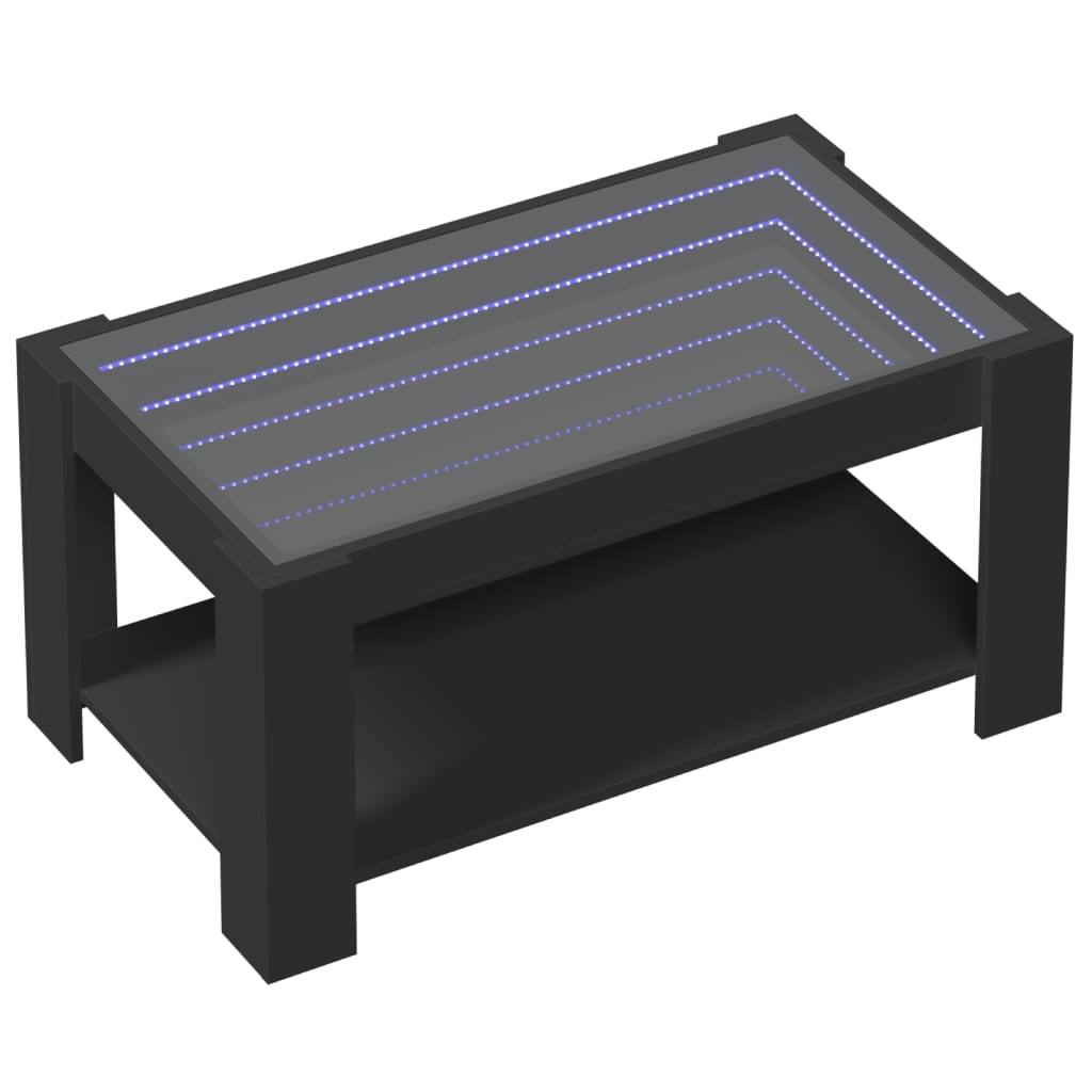 Table basse avec LED noir 93x53x45 cm bois d’ingénierie - Tables basses