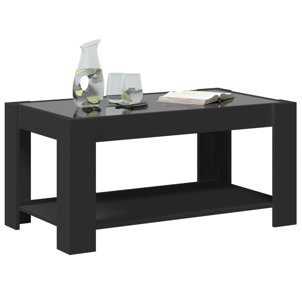 Table basse avec LED noir 93x53x45 cm bois d’ingénierie - Tables basses