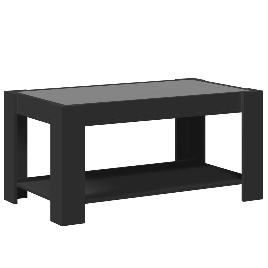 Table basse avec LED noir 93x53x45 cm bois d’ingénierie - Tables basses