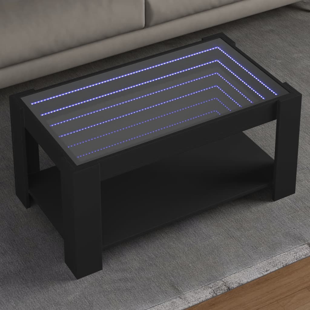 Table basse avec LED noir 93x53x45 cm bois d’ingénierie - Tables basses