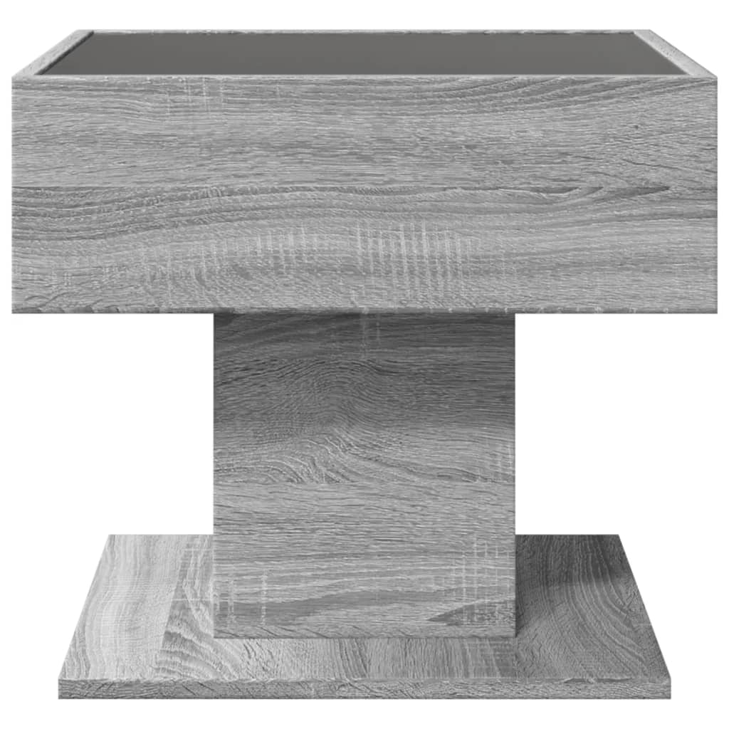 Table basse avec LED sonoma gris 50x50x45 cm bois d’ingénierie - Tables basses