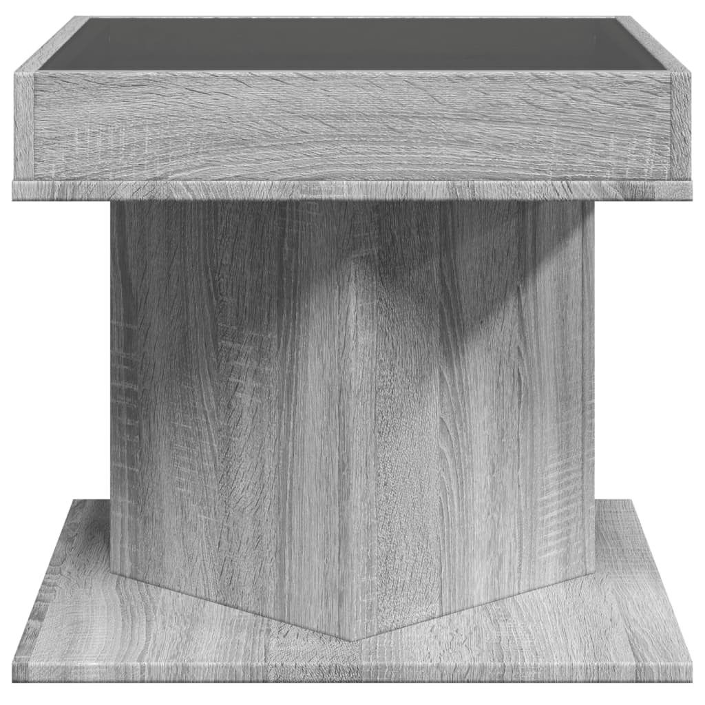 Table basse avec LED sonoma gris 50x50x45 cm bois d’ingénierie - Tables basses