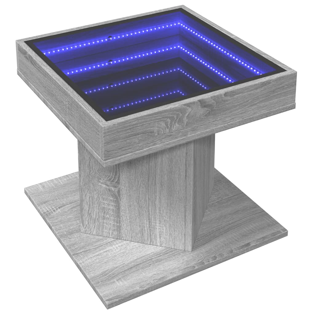 Table basse avec LED sonoma gris 50x50x45 cm bois d’ingénierie - Tables basses