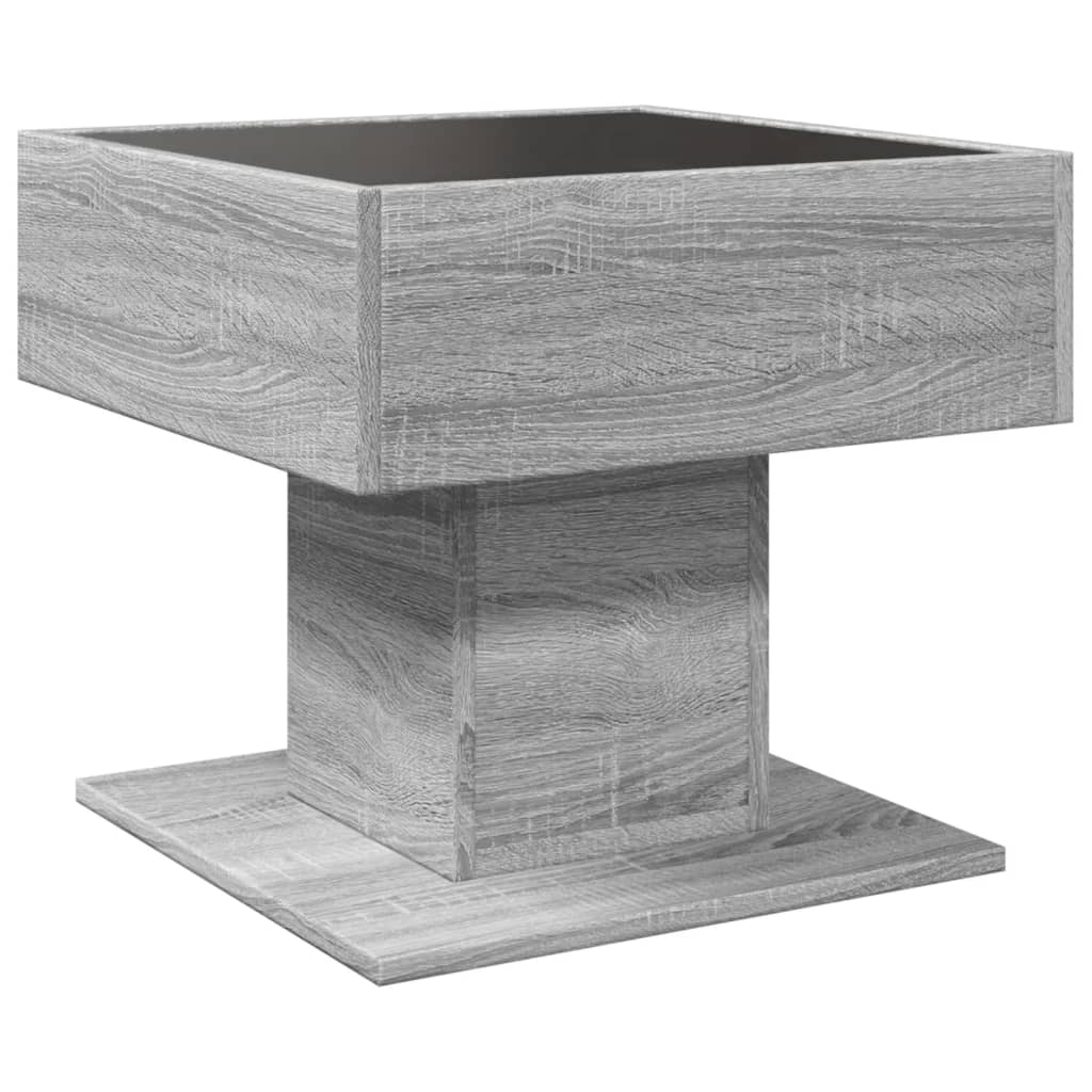 Table basse avec LED sonoma gris 50x50x45 cm bois d’ingénierie - Tables basses